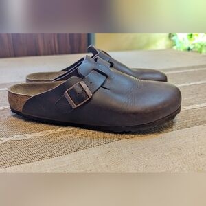 Birkenstock Boston Women's Dark Brown Chocolate Leather Slip-Ons 39